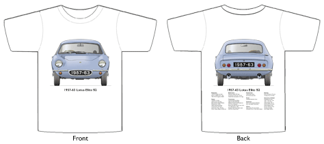 Lotus Elite S2 1957-63 T-shirt Front & Back